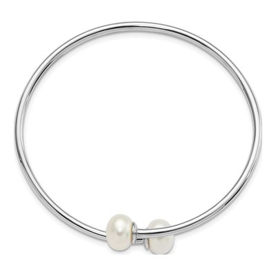 Sterling Silver Freshwater Cultured Pearl Cuff Bangle Bracelet – view 2