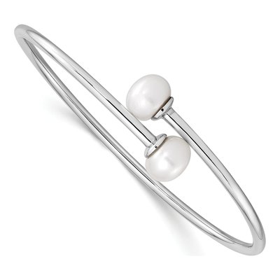 Sterling Silver Freshwater Cultured Pearl Cuff Bangle Bracelet
