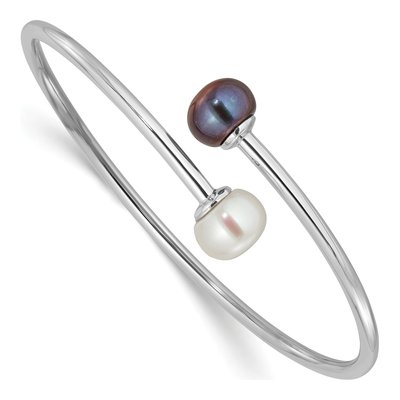 Sterling Silver Freshwater Cultured Pearl Cuff Bangle Bracelet