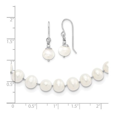 Sterling Silver Freshwater Pearl Necklace & Earring Set – view 6