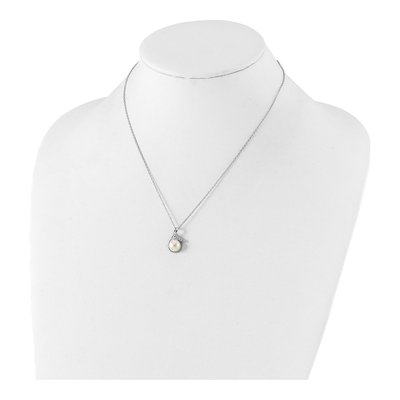 Sterling Silver Pearl & CZ Necklace Earring Set – view 5