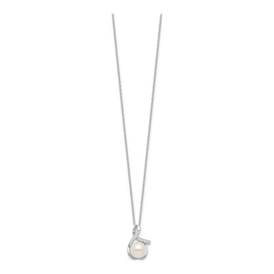 Sterling Silver Pearl & CZ Necklace Earring Set – view 6