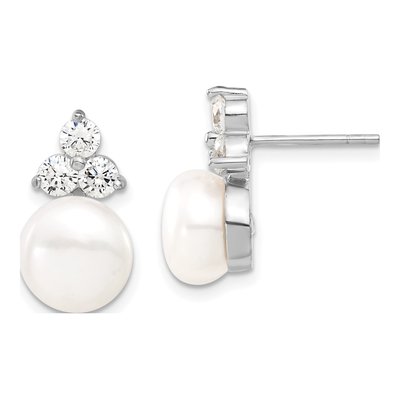 Sterling Silver Freshwater Pearl & CZ Necklace Set – view 3