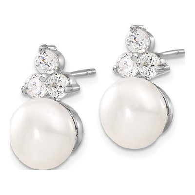 Sterling Silver Freshwater Pearl & CZ Necklace Set – view 4
