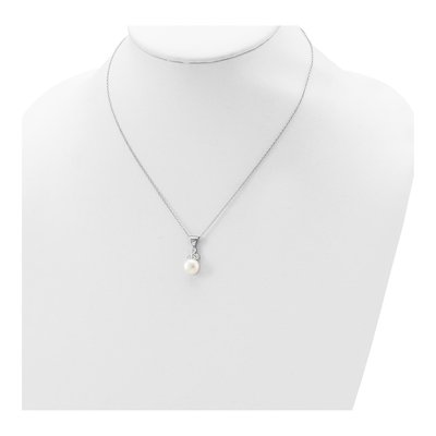 Sterling Silver Freshwater Pearl & CZ Necklace Set – view 5