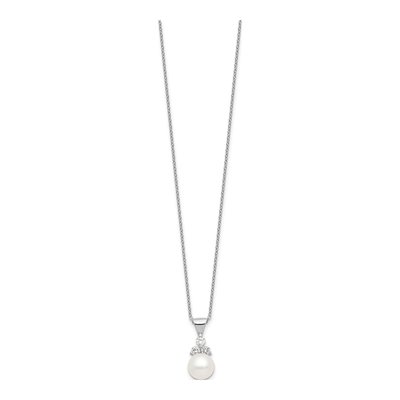 Sterling Silver Freshwater Pearl & CZ Necklace Set – view 7