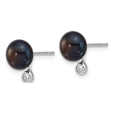 Sterling Silver Black Pearl Necklace & Earring Set – view 3
