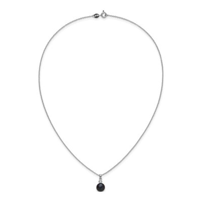 Sterling Silver Black Pearl Necklace & Earring Set – view 5