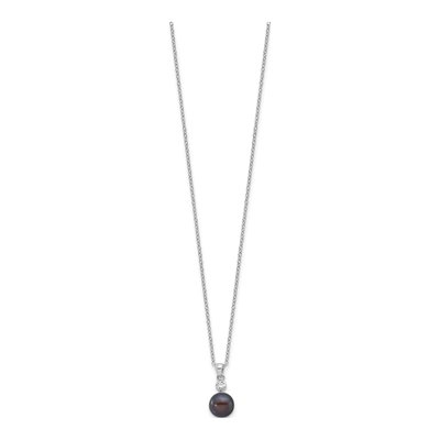 Sterling Silver Black Pearl Necklace & Earring Set – view 6