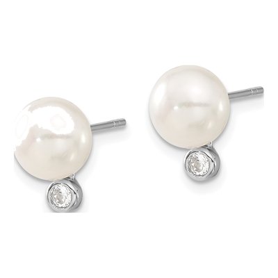 Sterling Silver Pearl & CZ Necklace and Earring Set – view 3