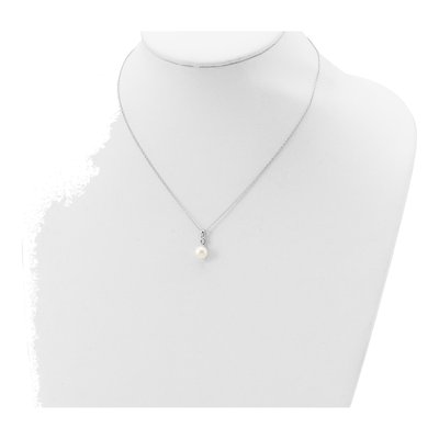 Sterling Silver Pearl & CZ Necklace and Earring Set – view 4