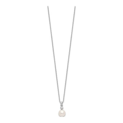 Sterling Silver Pearl & CZ Necklace and Earring Set – view 5