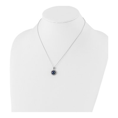Sterling Silver Black Pearl & CZ Necklace & Earring Set – view 5
