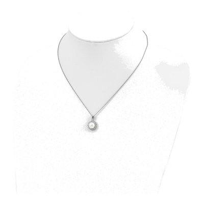 Sterling Silver Pearl & CZ Necklace & Earring Set – view 4