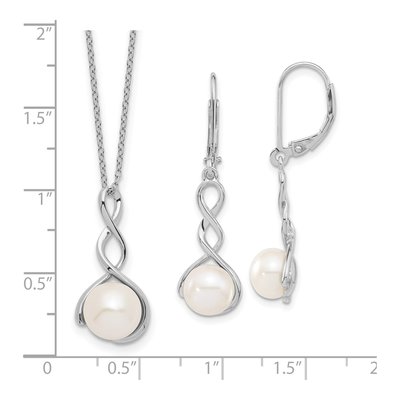 Sterling Silver Freshwater Pearl Necklace & Earring Set – view 6