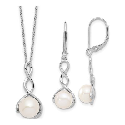 Sterling Silver Freshwater Pearl Necklace & Earring Set