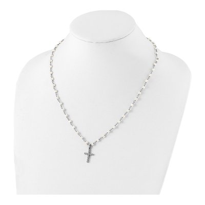 Sterling Silver Freshwater Cultured Pearl & CZ Cross Necklace – view 5