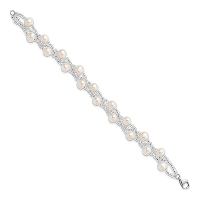 Sterling Silver Freshwater Cultured Pearl Multi-Strand Bracelet – view 2
