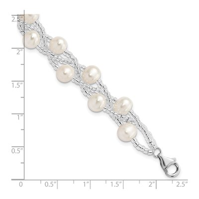 Sterling Silver Freshwater Cultured Pearl Multi-Strand Bracelet – view 3
