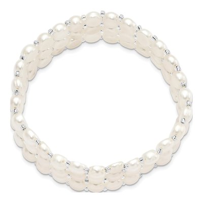 White Freshwater Pearl 3-Row Stretch Bracelet – view 2