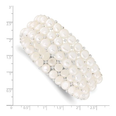 White Freshwater Pearl 3-Row Stretch Bracelet – view 3