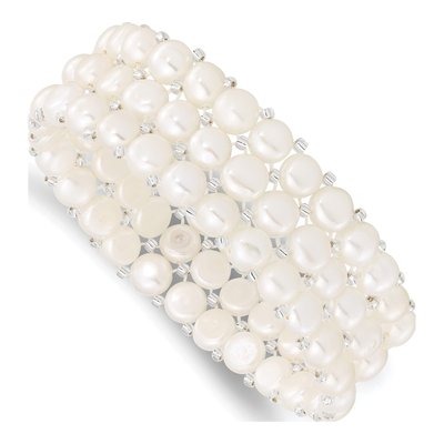 White Freshwater Pearl 3-Row Stretch Bracelet