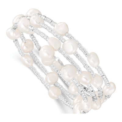 White Baroque Freshwater Pearl Wrap Bracelet