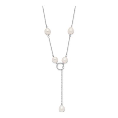 Sterling Silver Freshwater Cultured Pearl Toggle Necklace – view 3