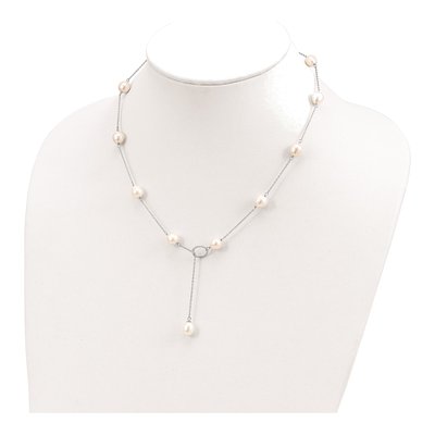 Sterling Silver Freshwater Cultured Pearl Toggle Necklace – view 4