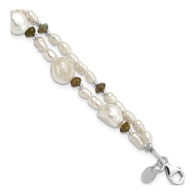 Sterling Silver Freshwater Cultured Pearl Labradorite Bracelet