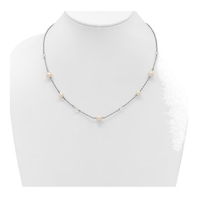 Sterling Silver Freshwater Cultured Pearl 5-Station Necklace – view 4