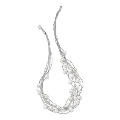 Sterling Silver Freshwater Cultured Pearl Multi-Strand Necklace – view 3
