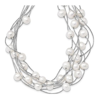 Sterling Silver Freshwater Cultured Pearl Multi-Strand Necklace