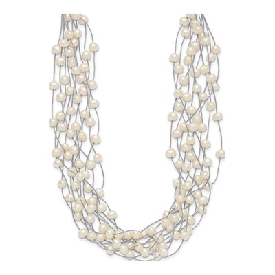 Sterling Silver Freshwater Cultured Pearl Multi Strand Necklace – view 3