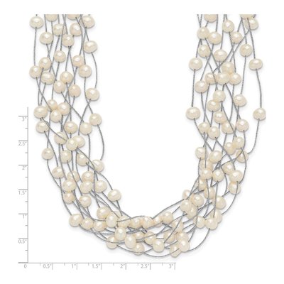 Sterling Silver Freshwater Cultured Pearl Multi Strand Necklace – view 5
