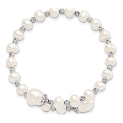 Sterling Silver Freshwater Cultured Pearl Wrap Bangle Bracelet – view 2