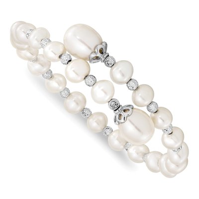 Sterling Silver Freshwater Cultured Pearl Wrap Bangle Bracelet