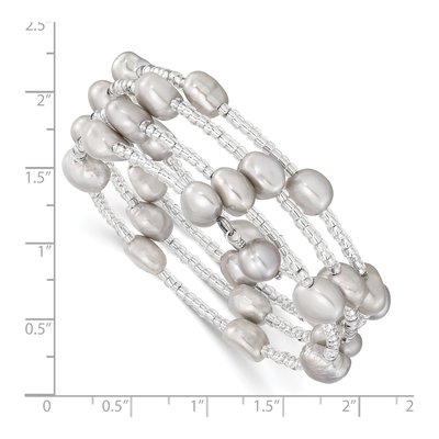 Grey Baroque Freshwater Pearl Wrap Bracelet – view 3