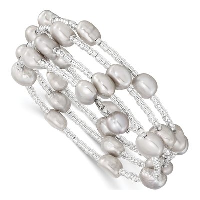 Grey Baroque Freshwater Pearl Wrap Bracelet