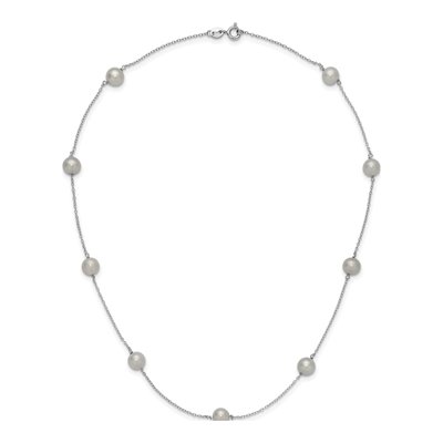 Sterling Silver Grey Freshwater Cultured Pearl Station Necklace – view 5