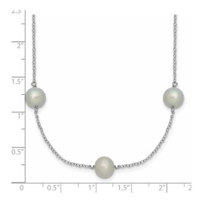 Sterling Silver Grey Freshwater Cultured Pearl Station Necklace – view 6