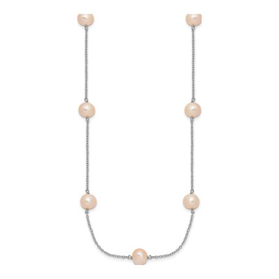 Sterling Silver Pink Freshwater Cultured Pearl Necklace – view 2