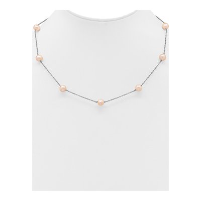 Sterling Silver Pink Freshwater Cultured Pearl Necklace – view 3