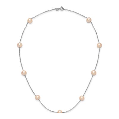 Sterling Silver Pink Freshwater Cultured Pearl Necklace – view 4