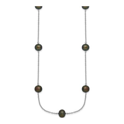 Sterling Silver Black Freshwater Cultured Pearl Necklace – view 3