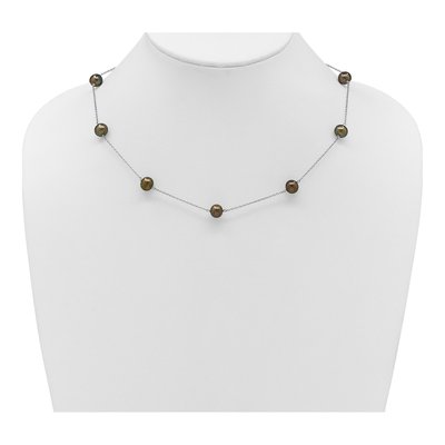 Sterling Silver Black Freshwater Cultured Pearl Necklace – view 4