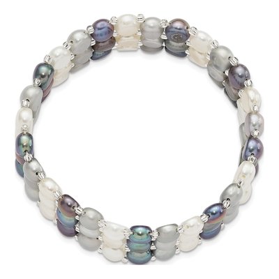 Multi-Color Freshwater Pearl 3-Row Stretch Bracelet – view 2