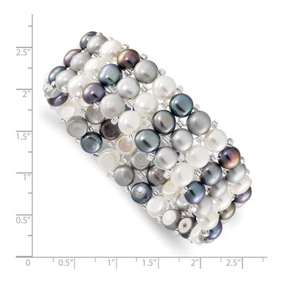 Multi-Color Freshwater Pearl 3-Row Stretch Bracelet – view 3