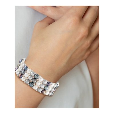 Multi-Color Freshwater Pearl 3-Row Stretch Bracelet – view 4
