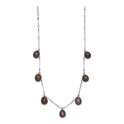 Sterling Silver Black Freshwater Cultured Pearl Dangle Necklace – view 3